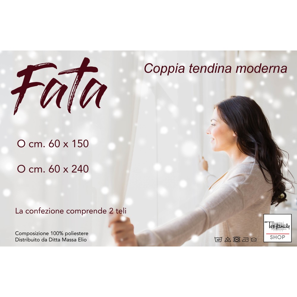 COPPIA TENDINA VETRO FATA BIANCO ORGANZA MILLE FILI