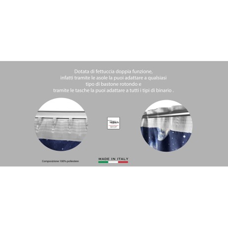 MOND MONDZELT BLAUE PLANETEN CM. 140X280 HERGESTELLT IN ITALIEN