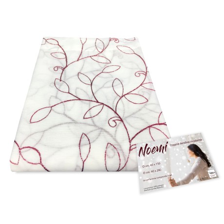 PAR DE CORTINAS NOEMI BORDADO MODERNO CON HOJA BURDEOS