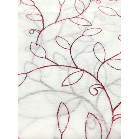 PAR DE CORTINAS NOEMI BORDADO MODERNO CON HOJA BURDEOS