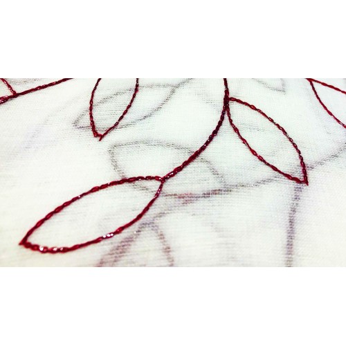 PAAR VORHÄNGE NOEMI MODERNE STICKEREI MIT BURGUNDERROTEM BLATT