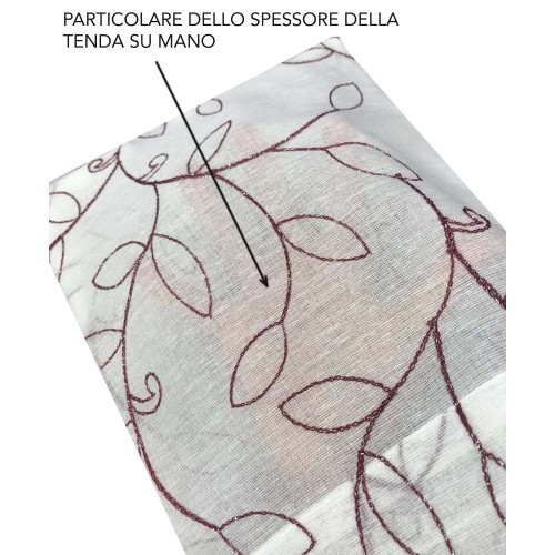 PAAR VORHÄNGE NOEMI MODERNE STICKEREI MIT BURGUNDERROTEM BLATT