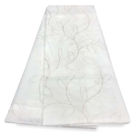 PAIR OF CURTAIN NOEMI MODERN EMBROIDERY WITH WHITE LEAF