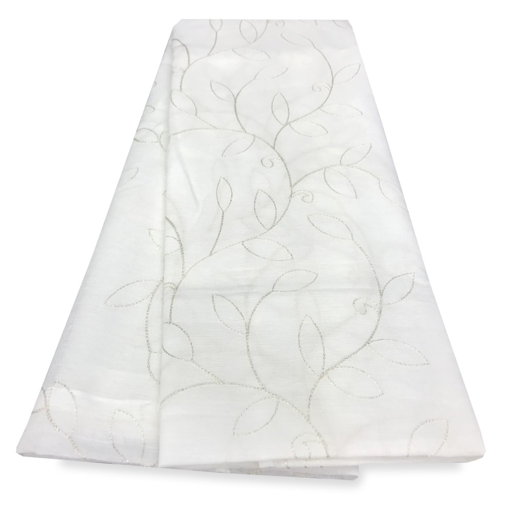 PAIRE DE RIDEAUX NOEMI MODERNE BRODERIE DE FEUILLES BLANC