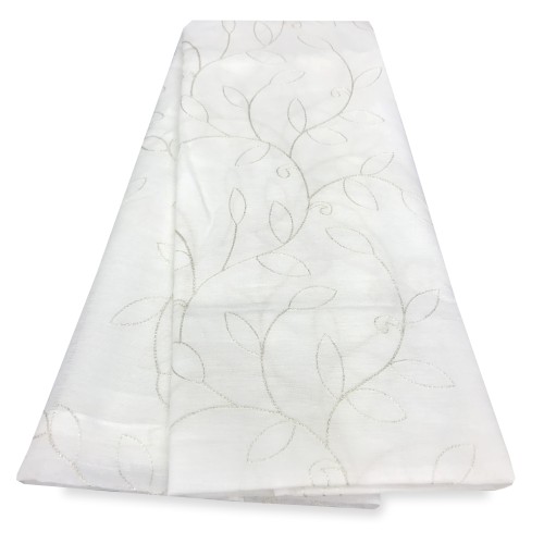 PAIR OF CURTAIN NOEMI MODERN EMBROIDERY WITH WHITE LEAF