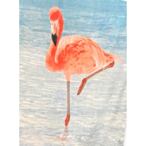 PHOTOGRAPHIC BEACH TOWEL IN SPONGE LARGE SIZE CM.80x160 FLAMINGO AT THE SEA