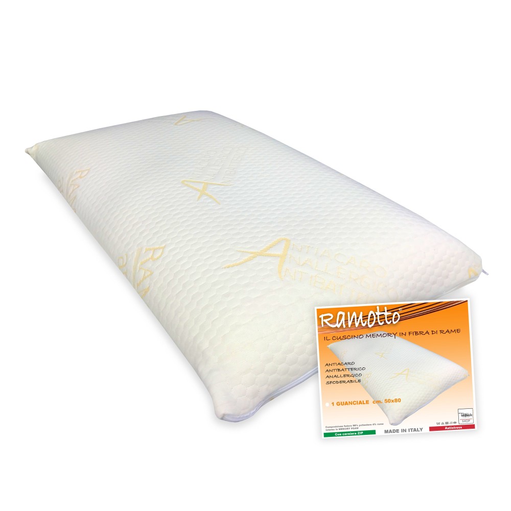 MEMORY RAMOTTO © PILLOW IN COPPER FIBER ANTI-MITE HYPOALLERGENIC ANTIBACTERIAL