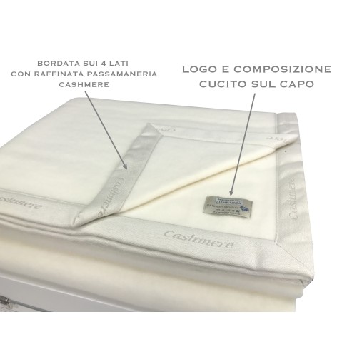 KASHMIR MERINO WINTER WOLLE DECKE DOPPELT 2 QUADRATE CREME