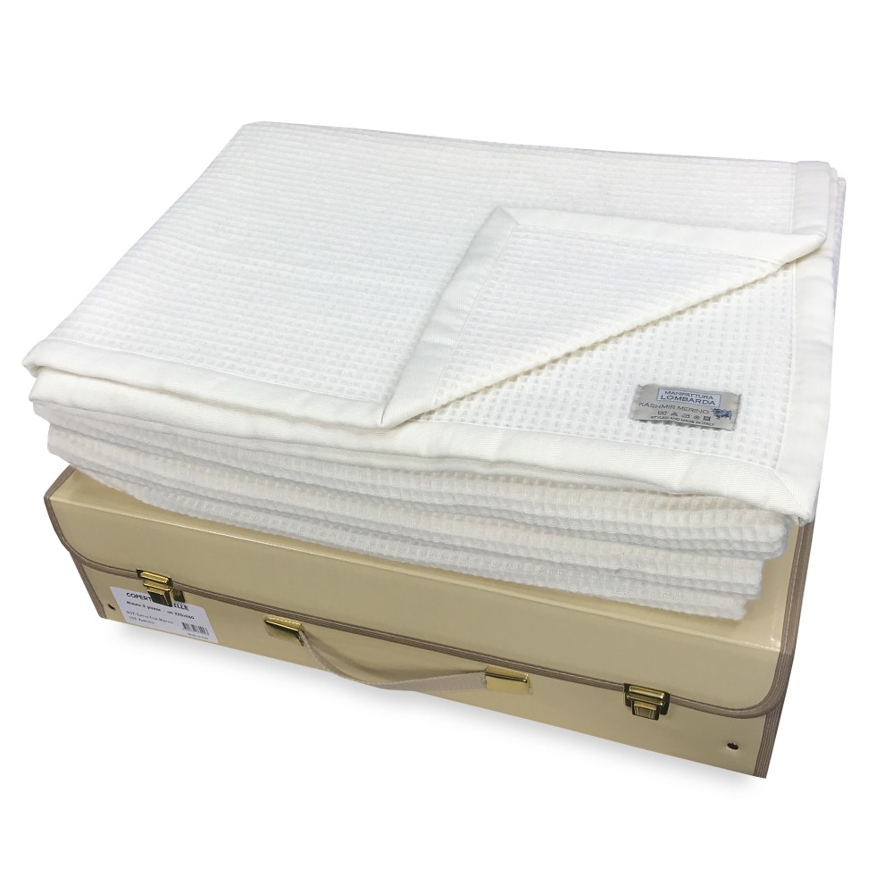 Manta de lana de Cachemira y Merino – Nido de luz de verano Double Bee 220×260 cm – Made in Italy