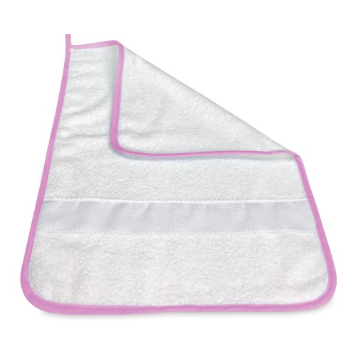 TOALLA FRED ASILO ribeteada en COLOR LISO con lona AIDA para bordar el nombre