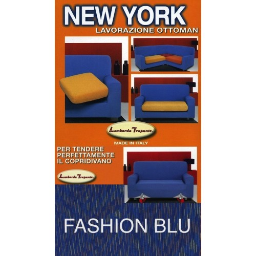 Copridivano Fashion Blu Elasticizzato New York, Antigraffio, per Divani con Braccioli, Telo Divano Universale, Made in Italy