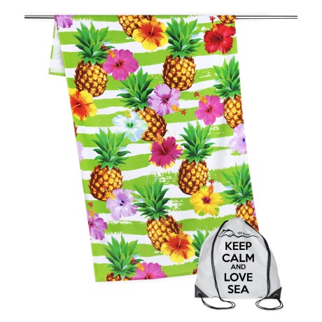 SERVIETTE de plage PHOTO ÉPONGE grande taille, le CM.80x160 ANANAS