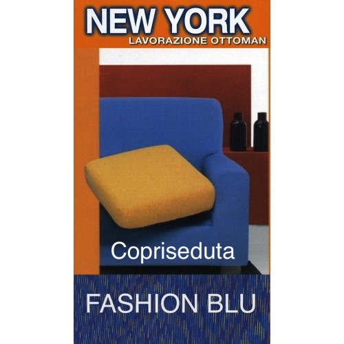 New York Fashion Blue Sofa Seat Cover - Anti-Pilling Ribbed Stretch Fabric - Made in Italy