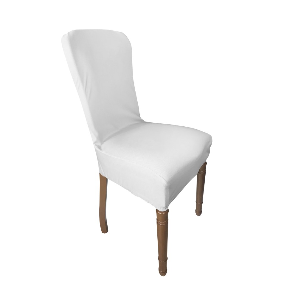 PAIR OF ROMA STAIN-RESISTANT STRETCH CHAIR COVERS IN SOLID WHITE
