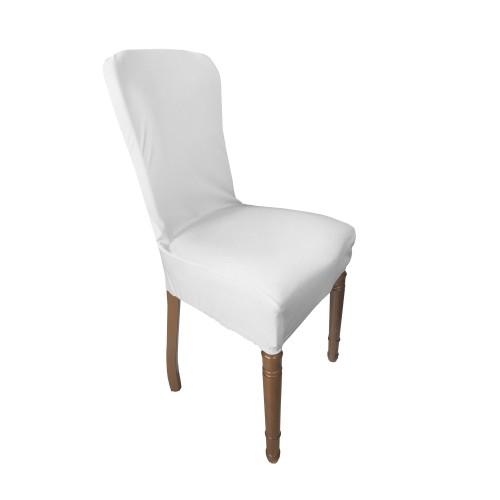 PAIR OF ROMA STAIN-RESISTANT STRETCH CHAIR COVERS IN SOLID WHITE