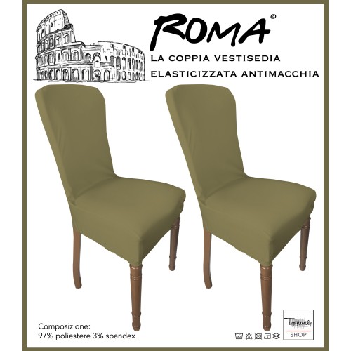 COPPIA coprisedia ELASTICIZZATO ROMA antimacchia in TINTA UNITA BEIGE TORTORA