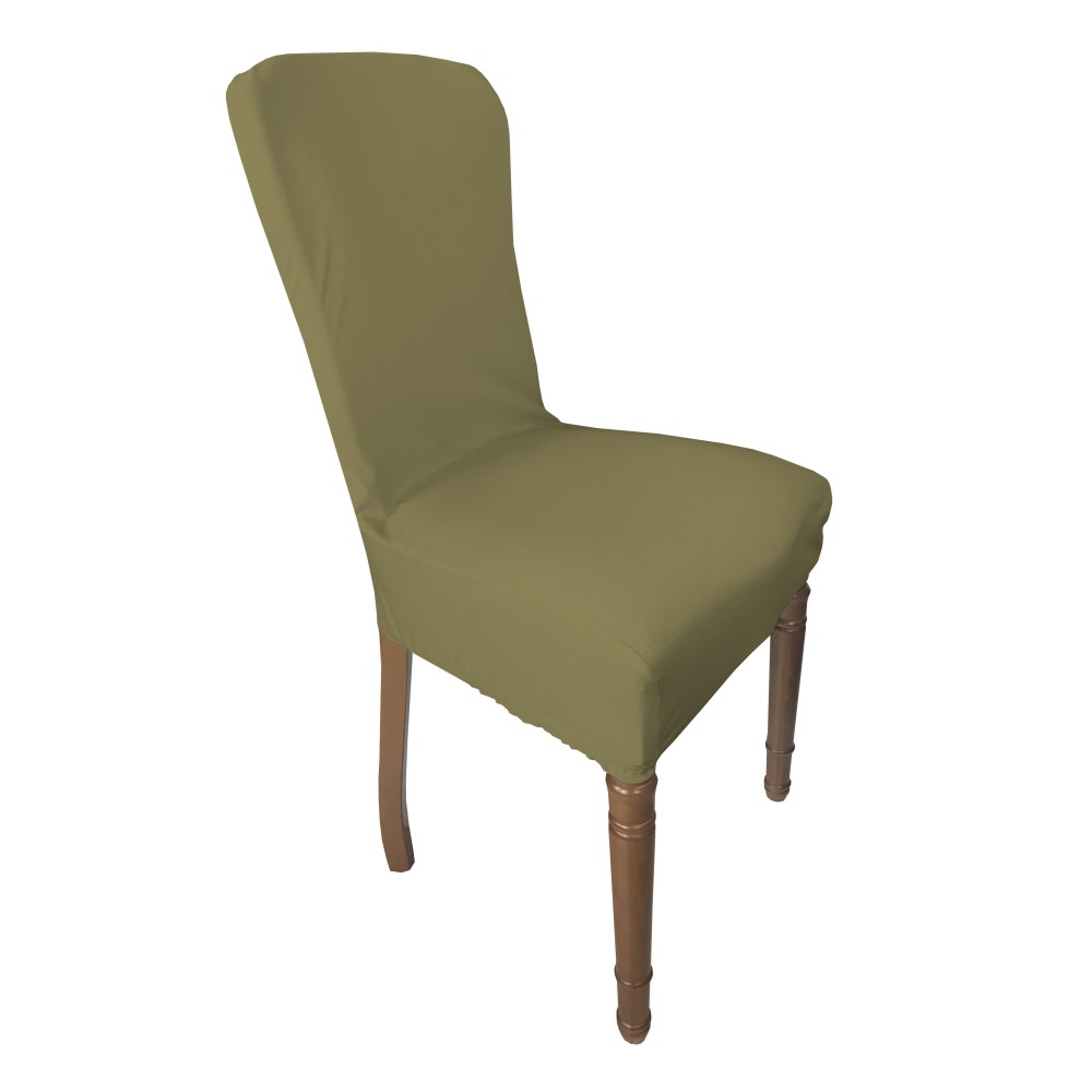 PAR DE FUNDAS DE SILLA ELÁSTICAS RESISTENTES A LAS MANCHAS ROMA EN COLOR LISO GRIS PALOMA BEIGE