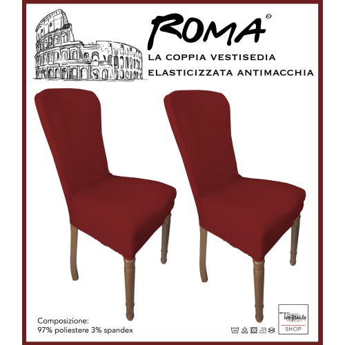 COPPIA coprisedia ELASTICIZZATO ROMA antimacchia in TINTA UNITA ROSSO BORDEAUX