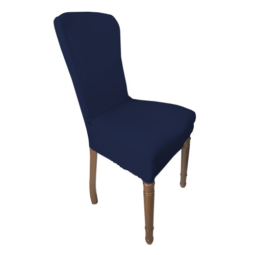 PAIR OF STAIN-RESISTANT STRETCH ROMA chair covers in SOLID BLUE COLOR