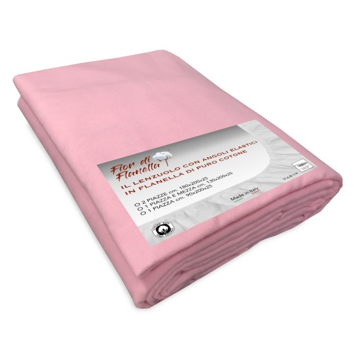 FITTED SHEET IN PINK FLANNEL Flannel © Fior ALL SIZES