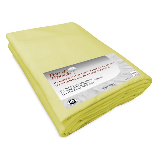 FEUILLE AVEC COINS EN FLANELLE JAUNE Fior di Flanelle ©TOUTES TAILLES