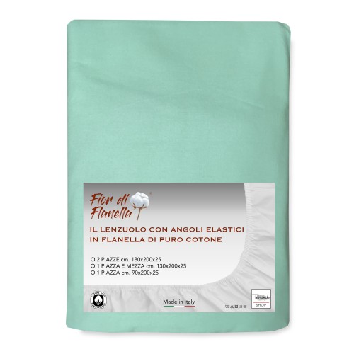 FITTED SHEET IN GREEN FLANNEL Fior di Flanel © ALL SIZES