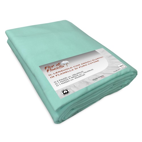 LENZUOLO Con Angoli IN FLANELLA VERDINO Fior di Flanella © TUTTE LE MISURE