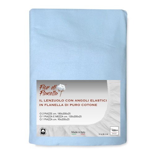 FLANNEL FITTED SHEET LIGHT BLUE FLANNEL FLANNEL © FLOWER ALL SIZES