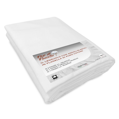 LENZUOLO Con Angoli IN FLANELLA BIANCO Fior di Flanella © TUTTE LE MISURE