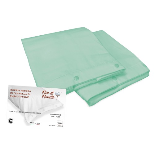 PAIRE la TAIE DE l'OREILLER EN FLANELLE légère tissu VERT Fleur ©