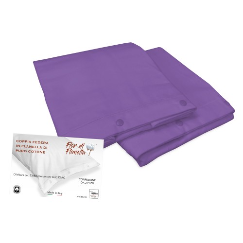 PAR DE FUNDAS DE ALMOHADA EN FRANELA LILA PÚRPURA Fior di Flanel ©