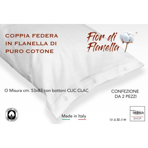 COPPIA FEDERA PER GUANCIALE IN FLANELLA BIANCO Fior di Flanella ©