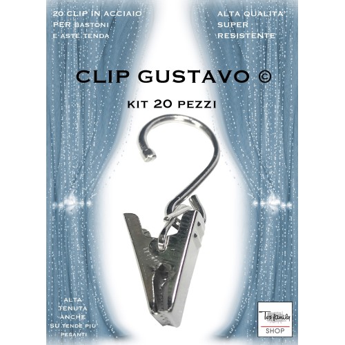 SET OF 20 STAINLESS STEEL CLIP CLIPS Gustavo © STEEL FOR CURTAIN HOLDER