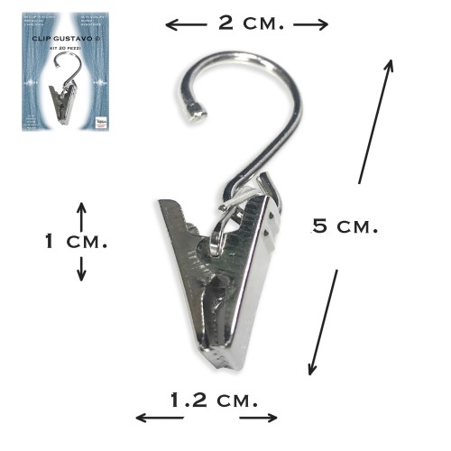 SET OF 20 STAINLESS STEEL CLIP CLIPS Gustavo © STEEL FOR CURTAIN HOLDER