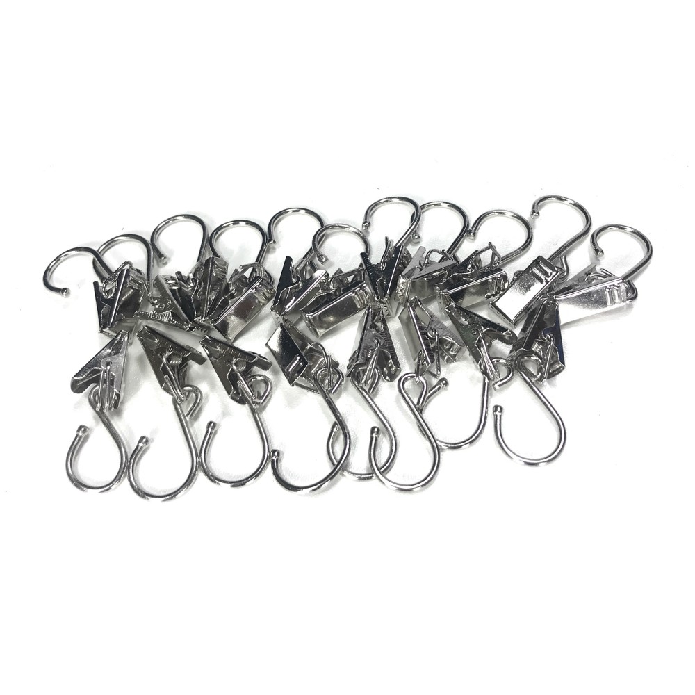 SET OF 20 STAINLESS STEEL CLIP CLIPS Gustavo © STEEL FOR CURTAIN HOLDER