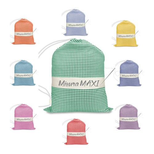 KINDERGARTENTASCHE GROSS MAXI CM. 45x60 YARN-DYED CHECKERED mit AIDA Canvas zum Aufsticken des Namens