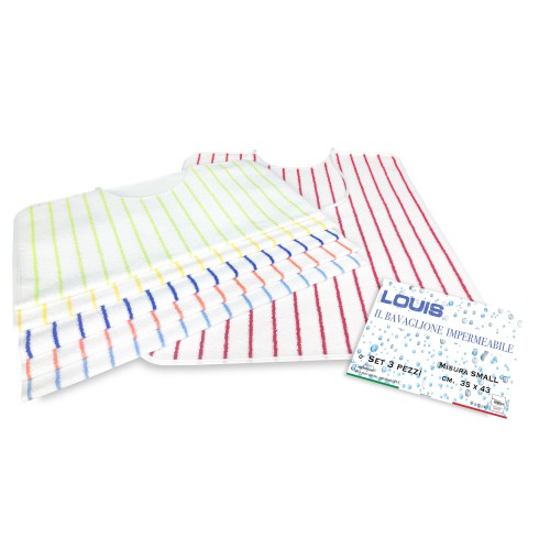 Lot de 3 bavoirs imperméables pour adulte LOUIS © avec lacets anti-taches taille SMALL complet avec sac de lavage
