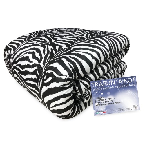 KOT © ZEBRA QUILT schwarz und weiß DIS. ZEBRA GESTREIFTE DAUNENJACKE MADE IN ITALY REINE BAUMWOLLE