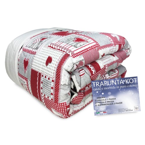 KOT © TYROLEAN QUILT APRICA RED made in Italy PURE COTTON
