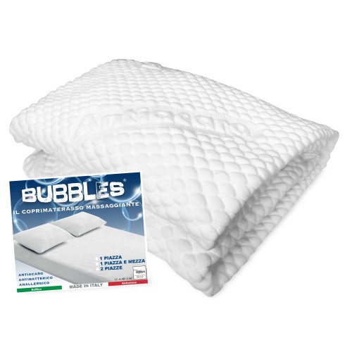 Housse de matelas de massage anti-acariens hypoallergénique Bubbles - Polyester bi-élastique avec coins élastiques - Fabriqué en