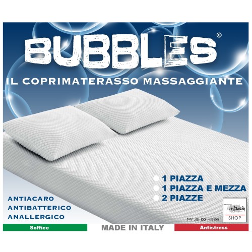 Bubbles Hypoallergener Anti-Milben-Massage-Matratzenbezug - Bi-elastisches Polyester mit elastischen Ecken - Made in Italy