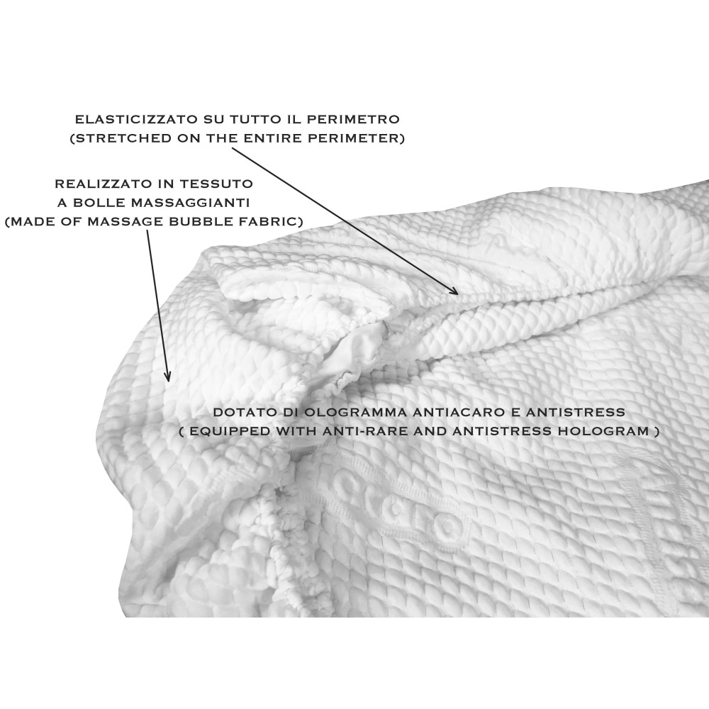 Bubbles Hypoallergenic Anti-Mite Massage Mattress Cover - Bi-elastic Polyester with Elasticated Corners - Made in Italy