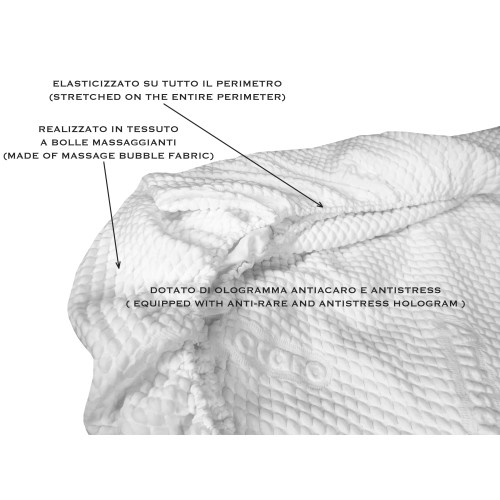 Bubbles Hypoallergenic Anti-Mite Massage Mattress Cover - Bi-elastic Polyester with Elasticated Corners - Made in Italy