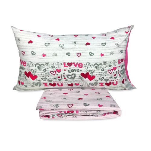 LOVE Mikrofaser Bettbezug Rosa PEACE and LOVE