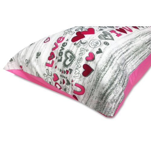 HOUSSE DE COUETTE MICROFIBRE AMOUR DE COEUR ROSE