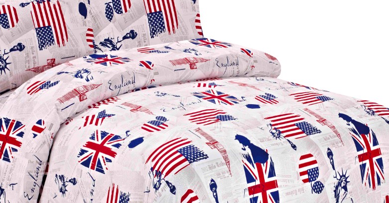 HOUSSE DE COUETTE KAMOMILLA DRAPEAU ANGLAIS AMÉRICAIN Mesure UNIQUE DE