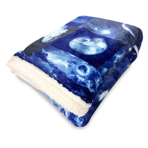 PLAID POLAIRE SHERPA COUVERTURE DE LA LUNE LUNAIRE