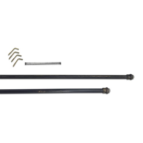 PAR DE VARILLAS DE ORO NEGRO DOBLE FUNCIÓN MUELLE AJUSTABLE CM. 70 - 100 Por cortina de cristal