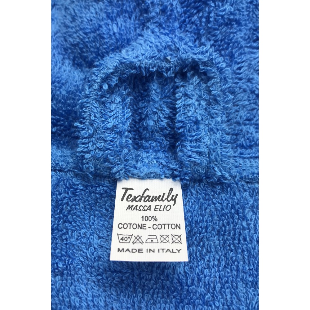 HI TECH + © BABY BOY BATHROBE IN PURE COTTON TERRY CLOTH MADE IN ITALY LIGHT BLUE