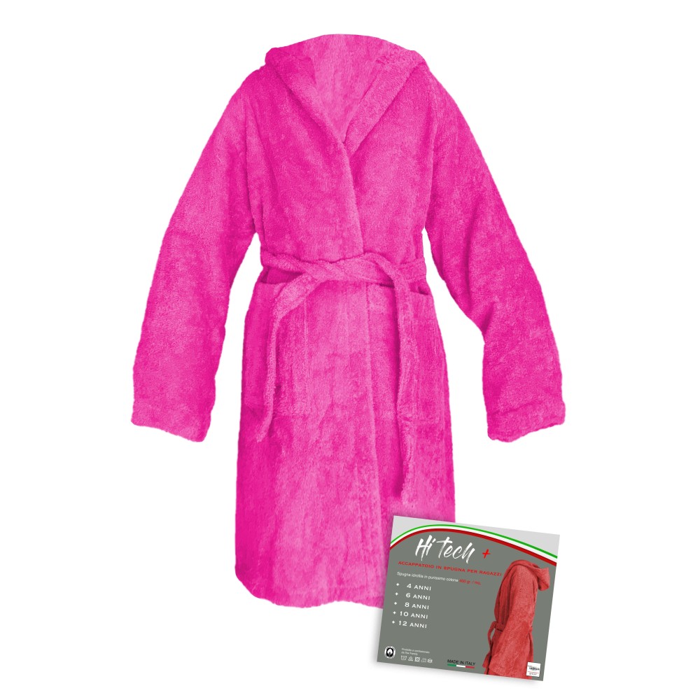 HI TECH BATHROBE + © GIRL GIRL IN TERRY CLOTH of pure cotton MADE IN ITALY PINK